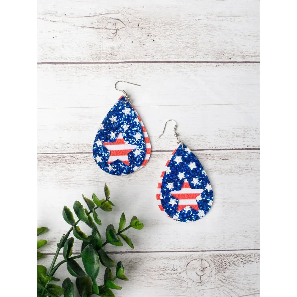 Stars & Stripes Layered Teardrop Earrings